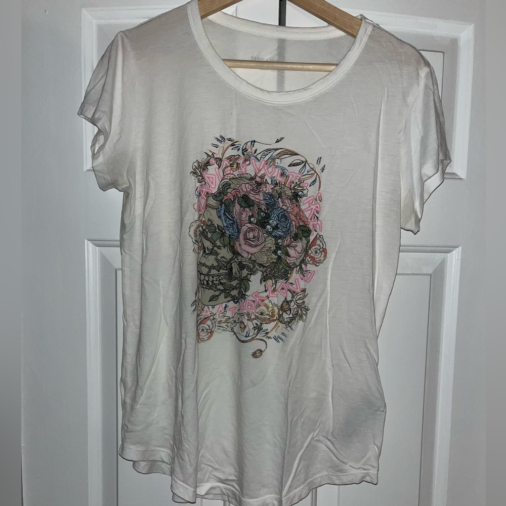 Zadig and Voltaire designer skull flower shirt size L